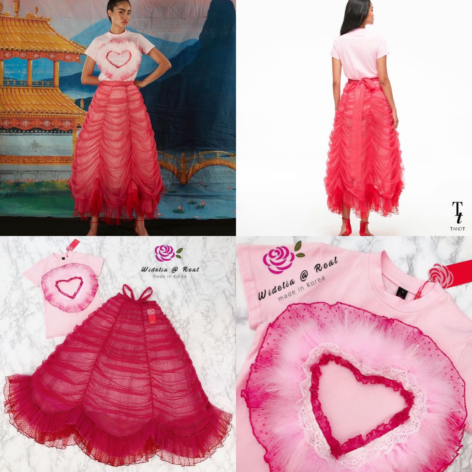 TT Set Top&Skirt เซ็ทเสื้อยืดหัวใจกับกระโปรงยาวแสนสวย