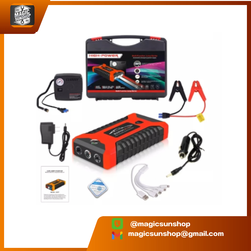 901364 Car jump starter 99800mAh12V กระแสไฟสูงสุด 1,000 แอมป์ (หน้าจอแสดงผลแบบดิจิตอล)