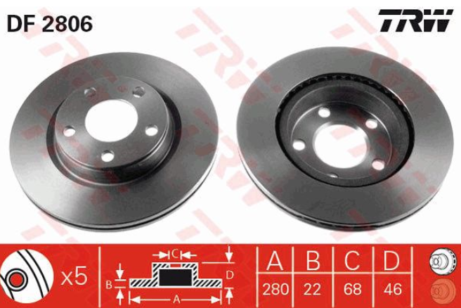 จานเบรกหน้า TRW : AUDI A4 1.8 1995-1997 ***ราคาต่อใบ