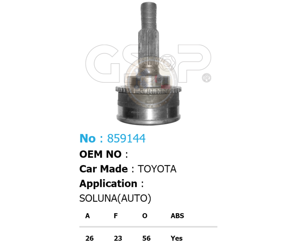 รหัสสินค้า 859144 [หัวเพลานอก ยี่ห้อGS-P] TOYOTA SOLUNA AL50/00-03 A/T