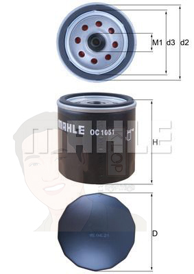 OC 1051 กรองน้ำมันเครื่อง VOLVO B4164 / S40 S60 C30 V40 V70 ยี่ห้อ MAHLE