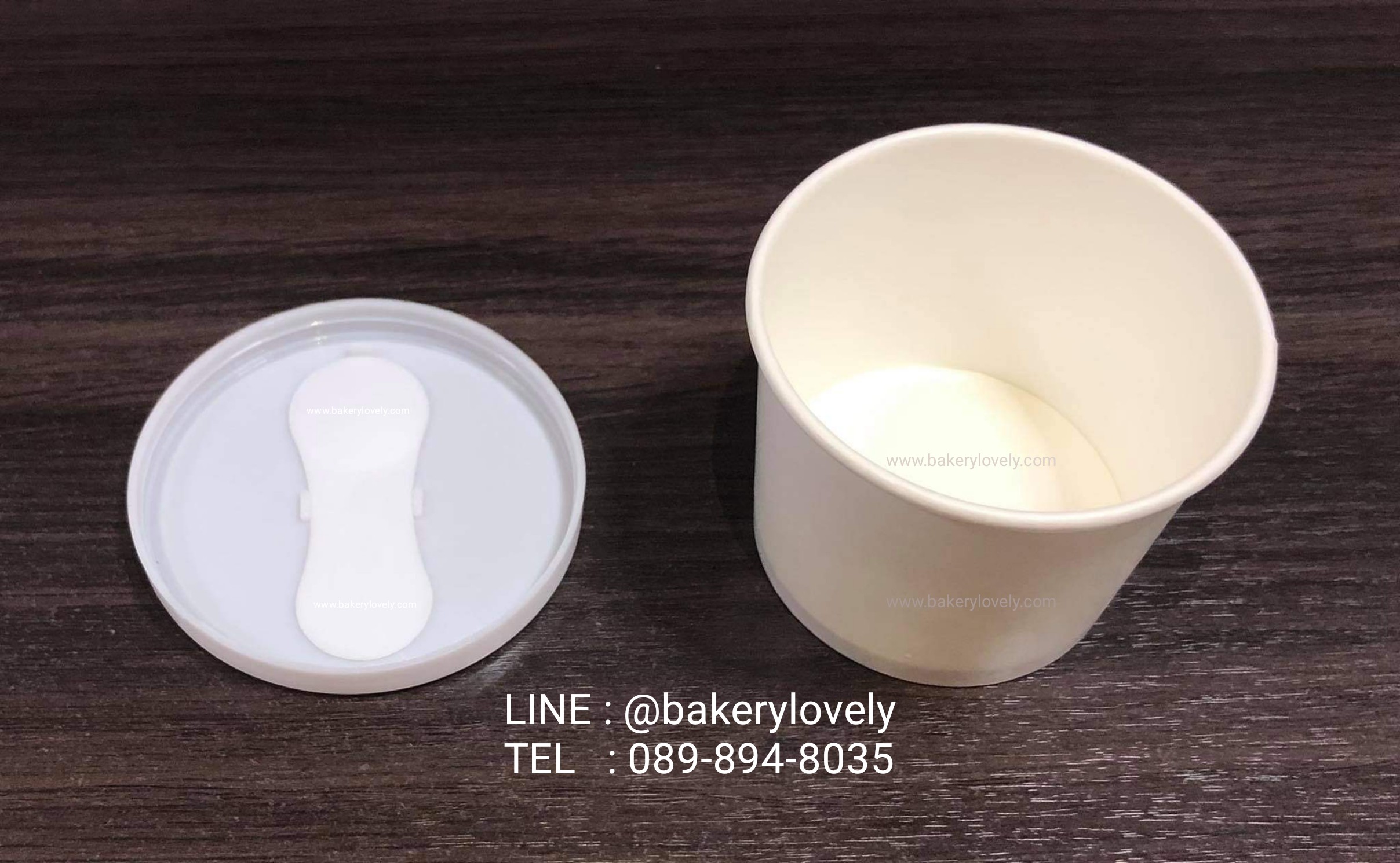 ถ้วยกระดาษ สีขาว 4 oz + ฝาติดช้อน พลาสติกสีขาว