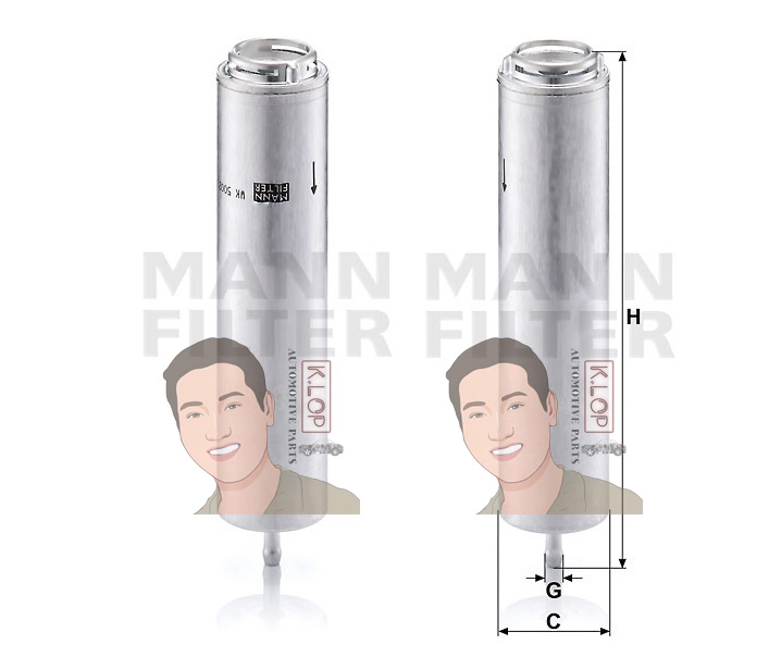 WK5002X กรองโซล่า(BMW) X5(E70)ปี2006- ,X6(E71)ปี2008- 3.0DIESEL เครื่องยนต์ N57,M57 (MANN-FILTER***งานพรีเมี่ยมแท้นำเข้ายุโรป) Dimensions(mm.) C=55 G=9 H=250