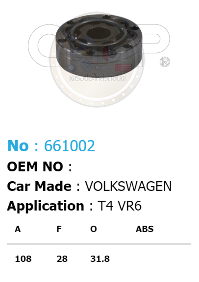 หัวเพลา-ใน(GS-P) VOLKS-WAGEN T4 VR6 (ความกว้าง108 /ฟันใน 28 /คอบ่าซีล31.8)