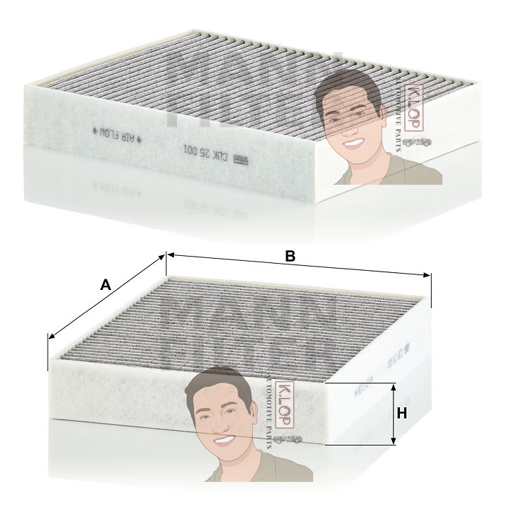 CUK25001 ไส้กรองแอร์ชาโคล(BMW) (F20/F21),(F22, F23, F87),(F30/F31/F80),GT(F34),(F32/F33/F36/F82) เครื่องยนต์ N47D20D (MANN-FILTER***งานพรีเมี่ยมแท้นำเข้ายุโรป) Dimensions(mm.) A=248 B=198 H=41