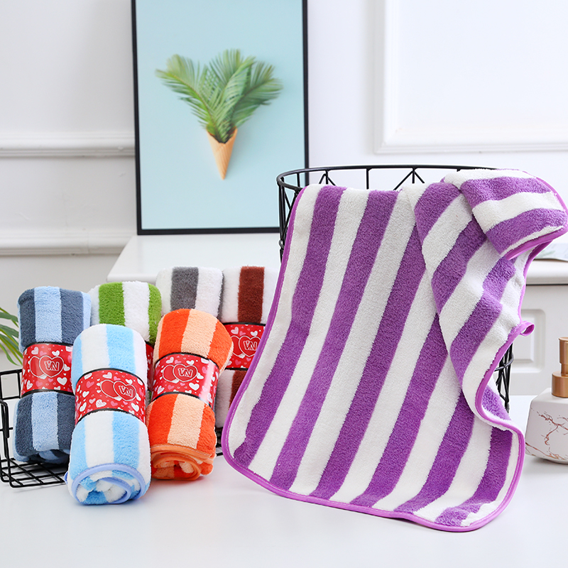 ผ้าเช็ดผมขนเป็ดลายริ้ว รุ่นพิเศษหนานุ่ม (1โหล)