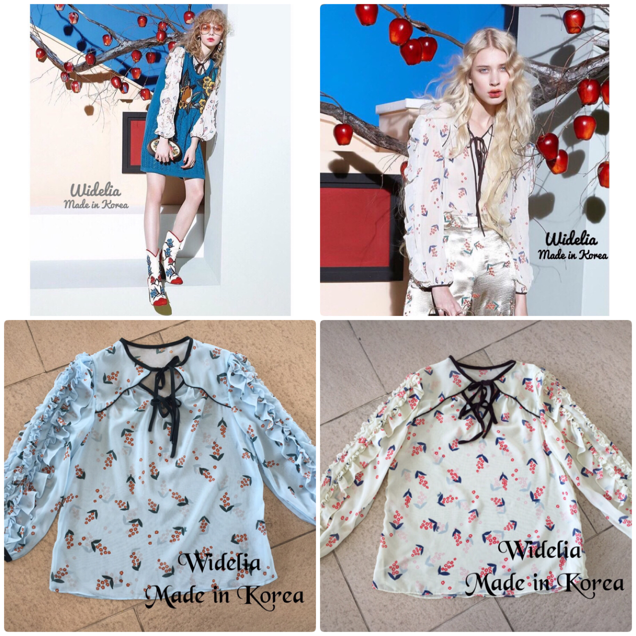 *พร้อมส่ง*KS เสื้อเชิ้ตตัวหลวม ช่วงคอผูกโบว์2ชั้น (yellow,blue)