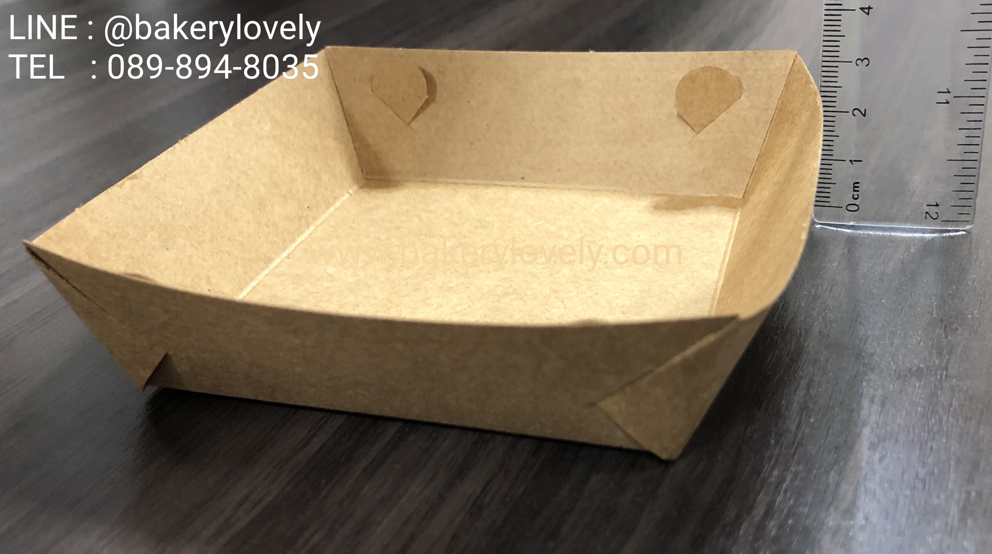 ถาดกระดาษ สีน้ำตาล 9x9x3 cm ขอบเรียบ ( ไม่เคลือบ )