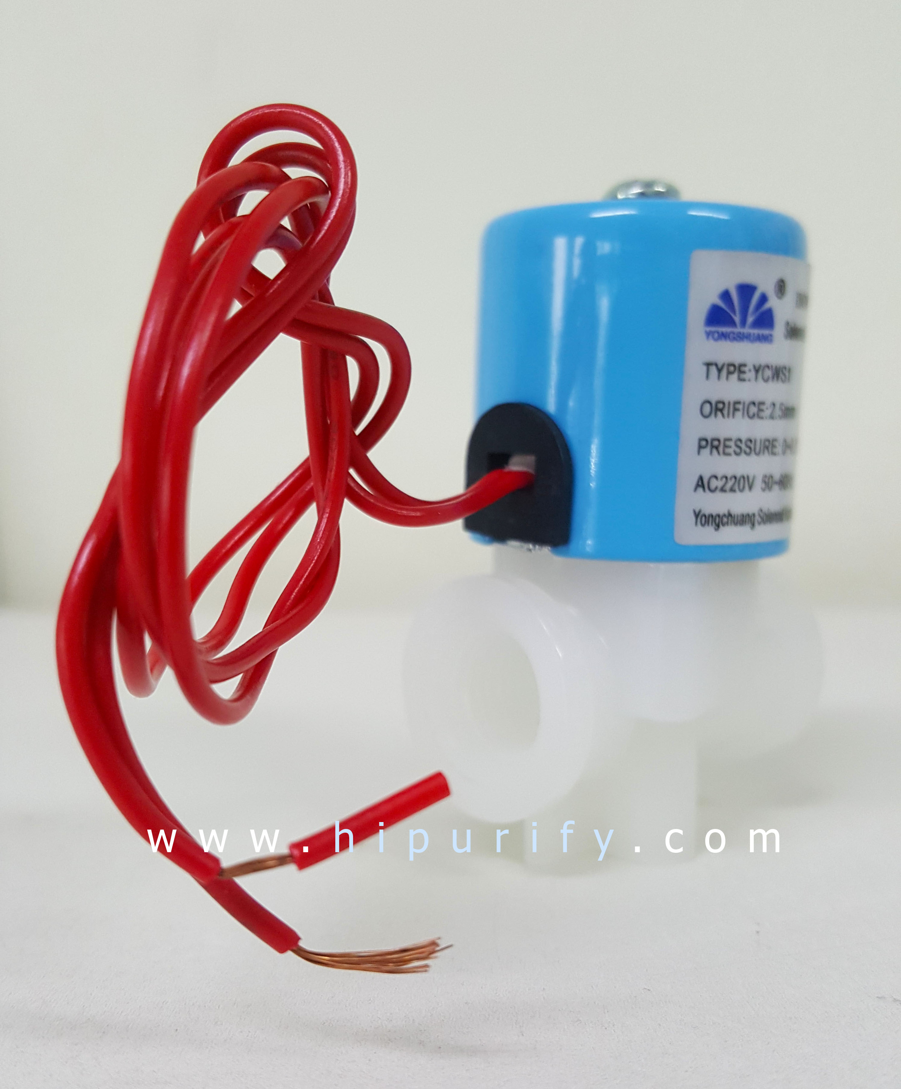 โซลินอยด์วาล์วพลาสติก เกลียวใน(แบบหมุน) 1/4"(2 หุน) N/C 220VAC 0.3A 50-60Hz