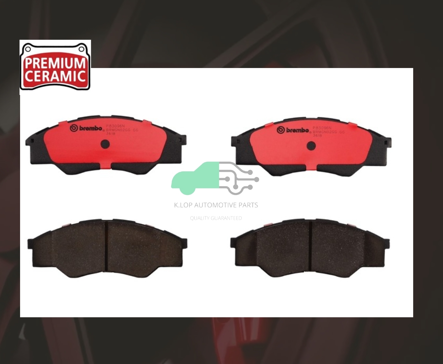 P83 096N ผ้าเบรกหน้า (แท้ BREMBO รุ่น Ceramic) HILUX VIGO 4x2 (2.5 3.0), Innova 2.5 04-08