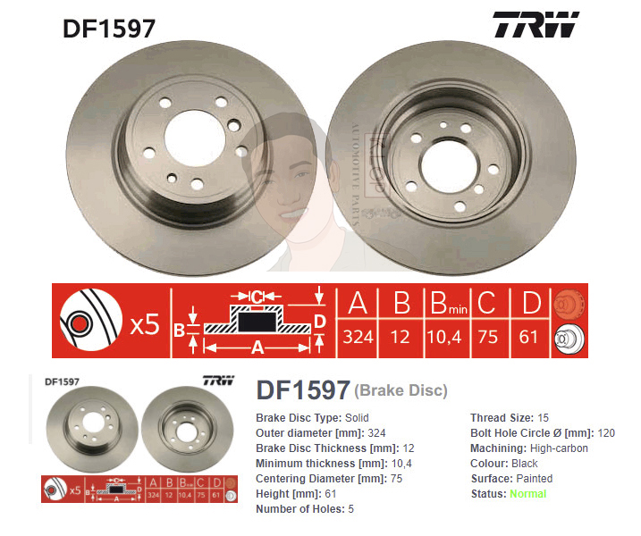 DF1597 จานเบรค-ดรัมเบรค(TRW) BMW E38 ปี1994-2001 R S