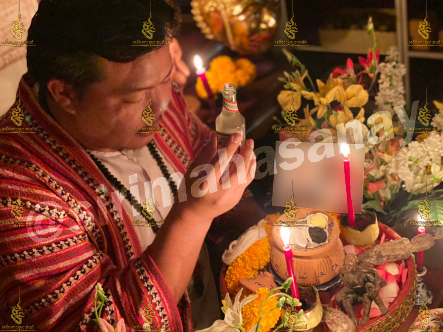 พิธีหอมดอกฮัก อาจารย์เสก สำนักสักยันต์ป๋ารมีเศรษฐีเรือนคำ