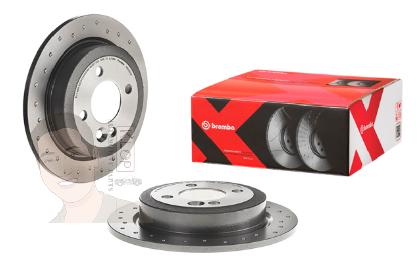จานเบรค-หลังรุ่น XTRA (ยี่ห้อ Brembo) MINI R50 R52 R53 R56 (One Cooper Cooper S) (รนู ็อตเลก็) (HC) Dimple blind holes
