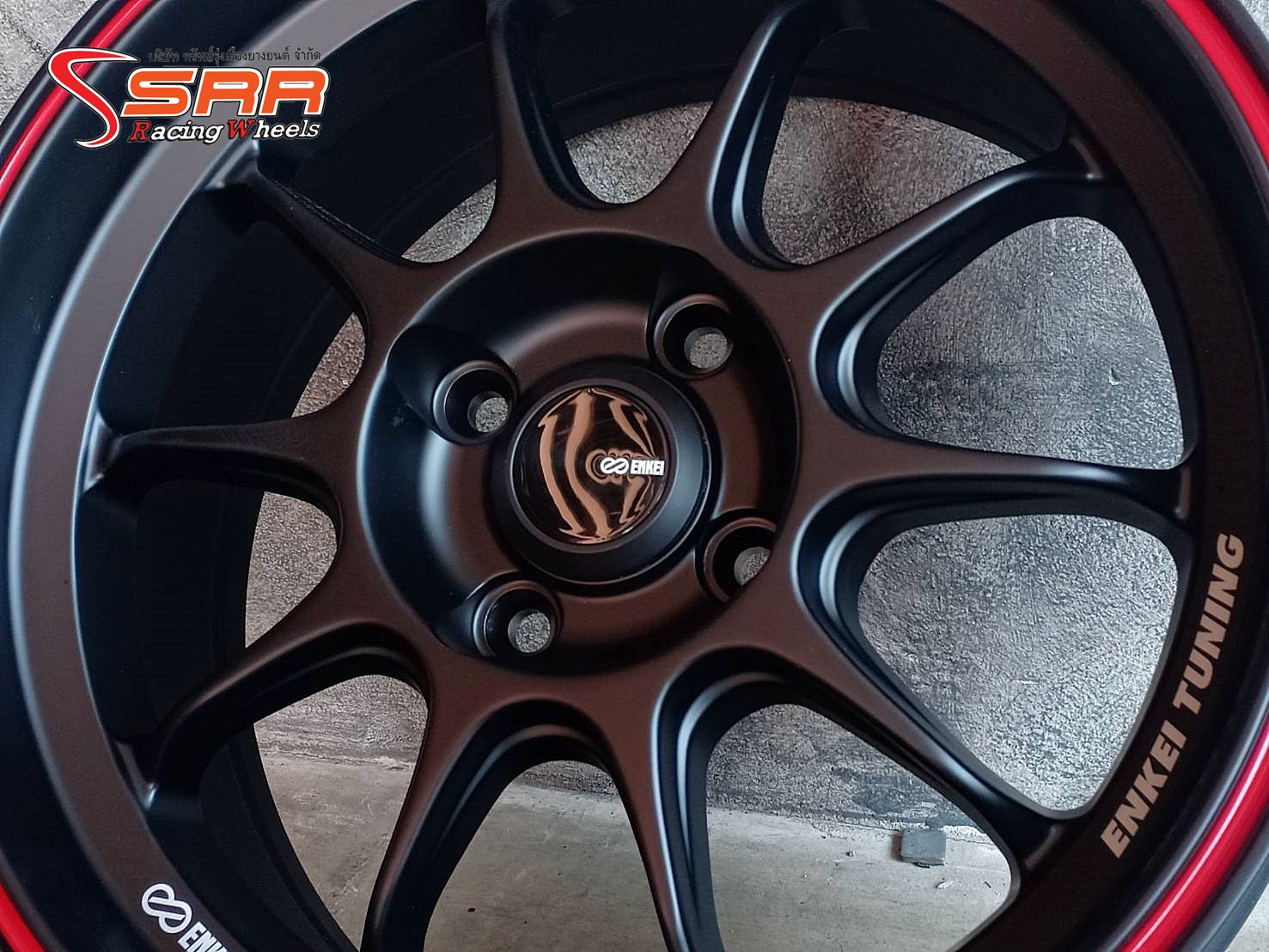 ENKEI TUNING SC55 ขอบ15 ET28 4x100 สีดำด้านขอบแดง