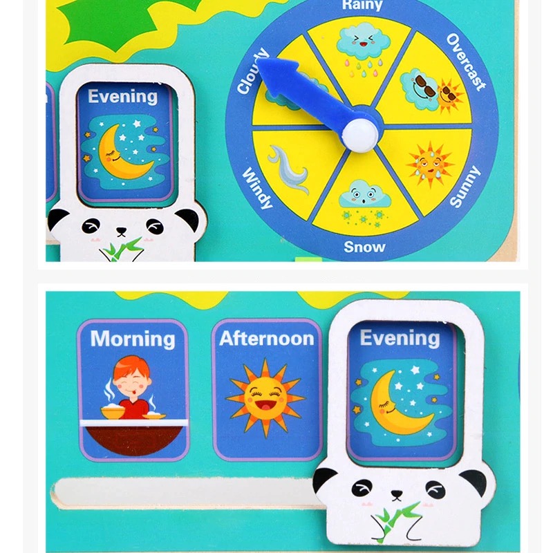 ปฏิทินไม้ / นาฬิกาไม้ ของเล่นไม้ สอนเวลา