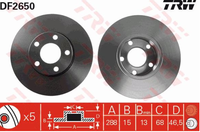 จานเบรกหน้า TRW : AUDI A6 C4 2.3 ('94-96) / C5 V6 2.4 ('97-99) ***ราคาต่อใบ