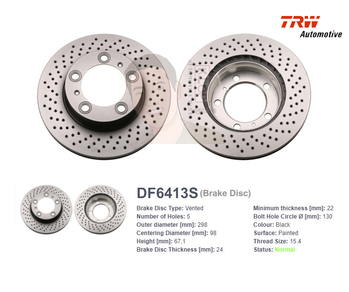 DF6413S จานเบรค-ดรัมเบรค(TRW) PORSCHE CAYMAN 987 ปี2008 / BOXSTER ปี2004 F V