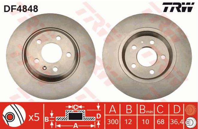 จานเบรกหลัง TRW : AUDI A4 (B8) 1.8 TFSI 2009- ***ราคาต่อใบ