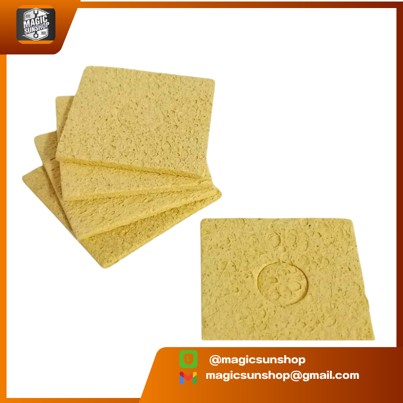 ฟองน้ำหัวแร้ง Soldering Head Cleaning Sponge Pad 64x64x12mm Yellow