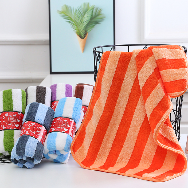 ผ้าเช็ดผมขนเป็ดลายริ้ว รุ่นพิเศษหนานุ่ม (1โหล)