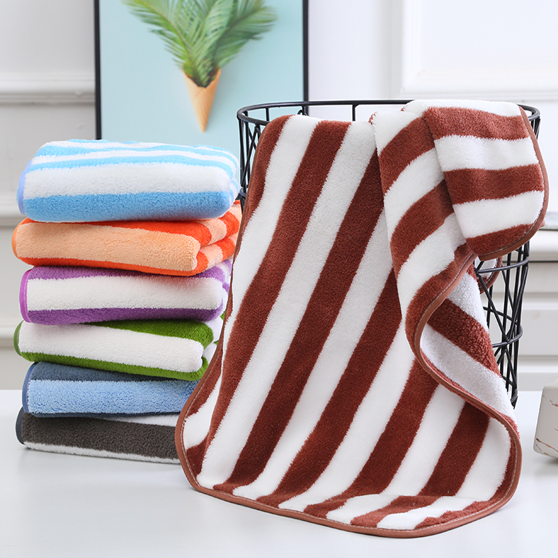 ผ้าเช็ดผมขนเป็ดลายริ้ว รุ่นพิเศษหนานุ่ม (1โหล)