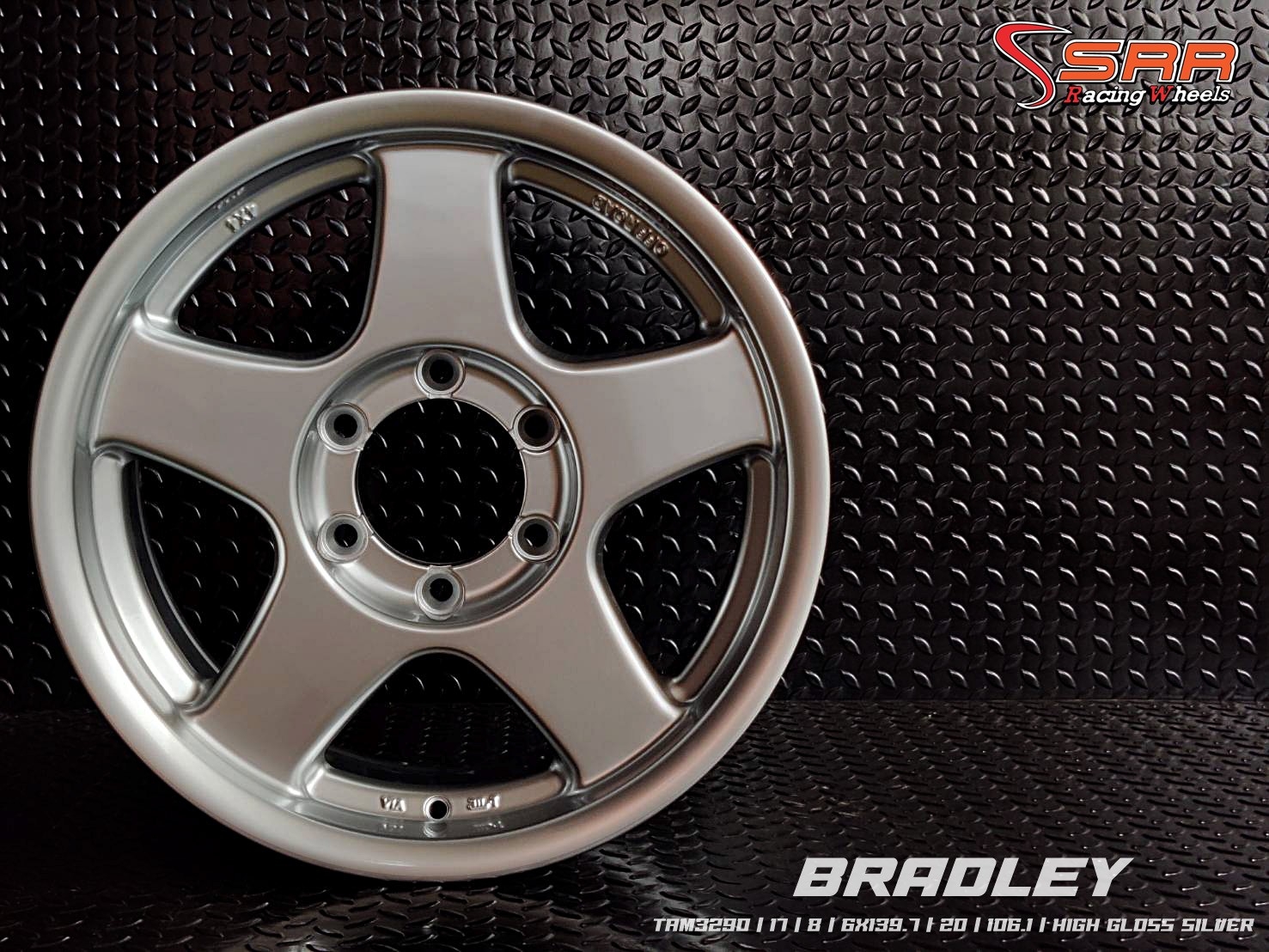 BRADLEY ล้อเบดเล่ย์ ขอบ17x8.0 6H139.7 ET20 HIGH GLOSS SILVER