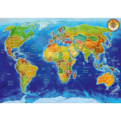 Bluebird Puzzle - World Geo-Political Map by Adrian Chesterman 1000 pcs.