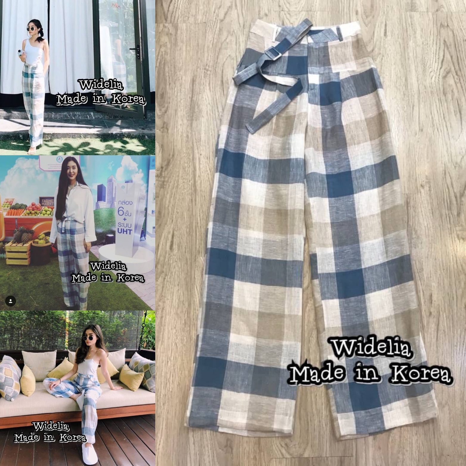 JSD. Pant :: กางเกงขากระบอกใหญ่ลายตารางใหญ่สลับสี