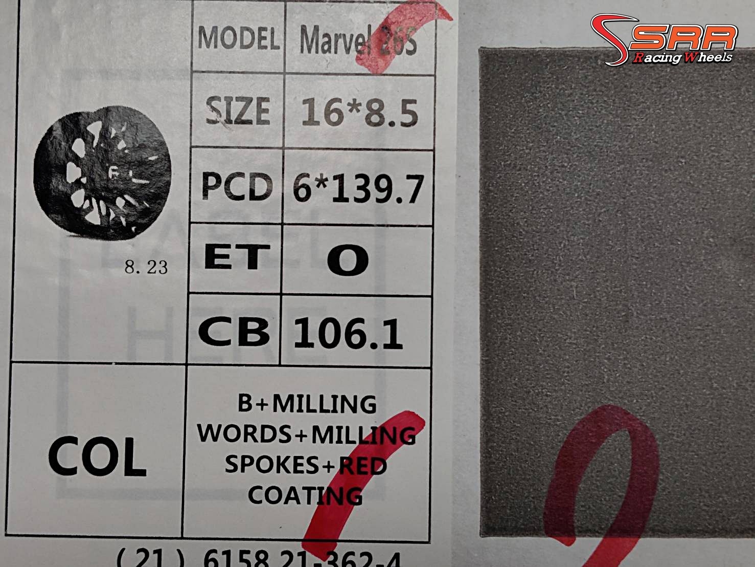 OASIS MARVEL 26S ขอบ16 6H139.7 ET0 B+MILLING+SPOKES+RED ราคาพิเศษ