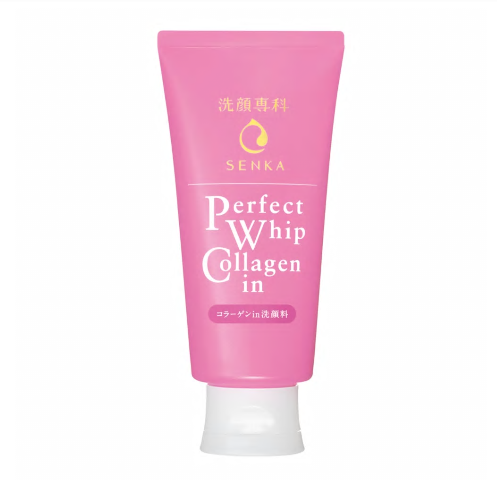 โฟมล้างหน้า Shiseido SENKA Perfect Whip Collagen in Foam หลอดสีชมพู รุ่นใหม่ล่าสุด 120 กรัม โฟมนุ่ม พร้อมส่วนผสมของคอลลาเจน ให้ผิวหน้าไม่แห้งตึงหลังล้าง