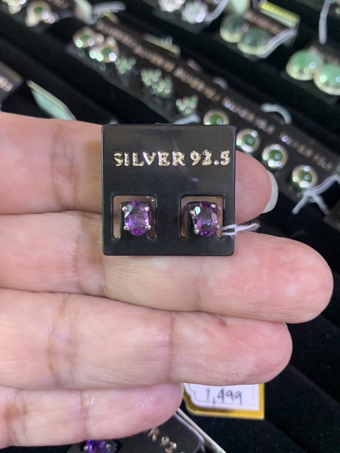 ต่างหูพลอย ต่างหูอเมทิสแท้ (NO.TC002) Classic Amethyst earring
