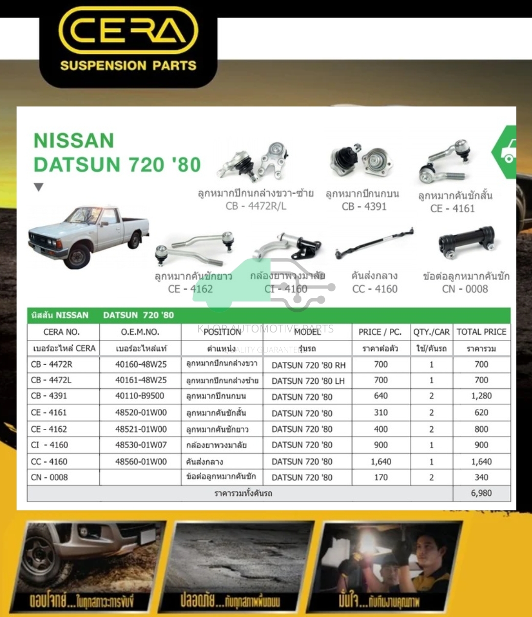 ชุดเปลี่ยนลูกหมากช่วงล่าง (CERA) NISSAN DATSUN 720
