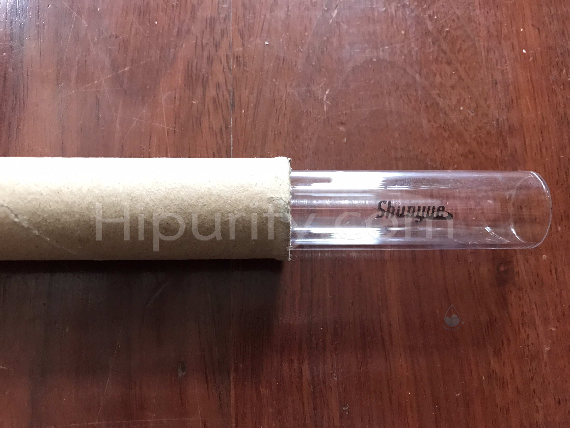 หลอดแก้วควอทซ์ ใส่หลอดยูวี 12 วัตต์ ยาว 29.5 ซม. ปลายปาก(ID 2 ซม.,OD 2.2 ซม.)