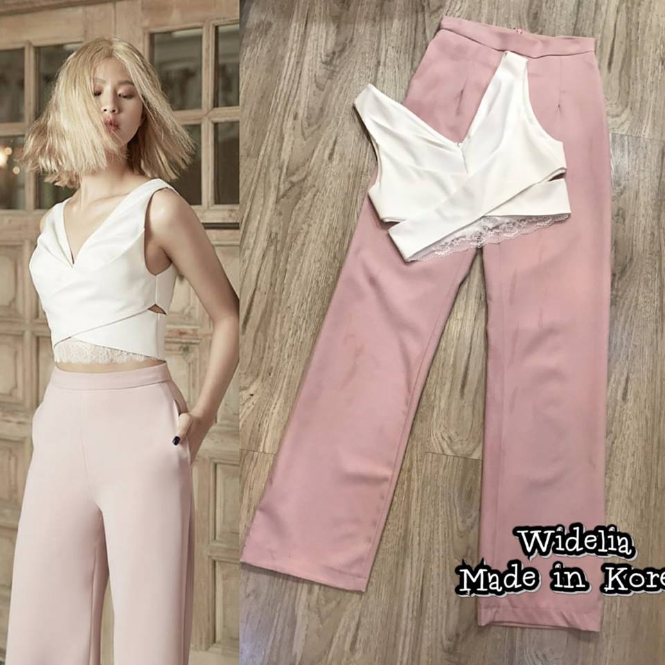 *พร้อมส่ง*Cherz, Set :: เสื้อครอปตัวสั้นแขนกุด คอวีตัวสวยเป๊ะ