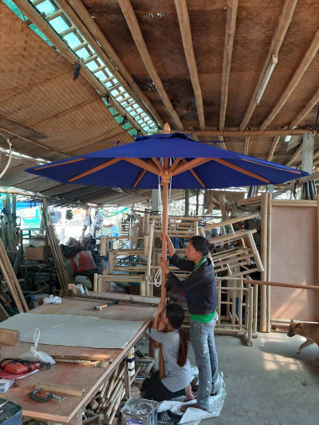 ร่มไม้ 50 นิ้ว ผ้า ซัลเบลล่า sunbella wood umbrella