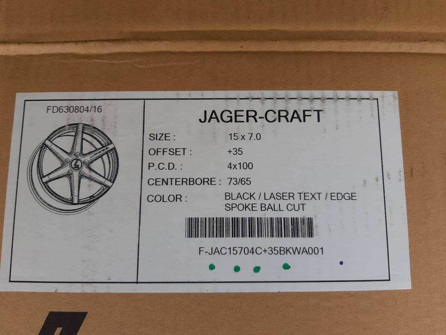 JAGER-CRAFT 15x7 4x100 ET+35 BKWA