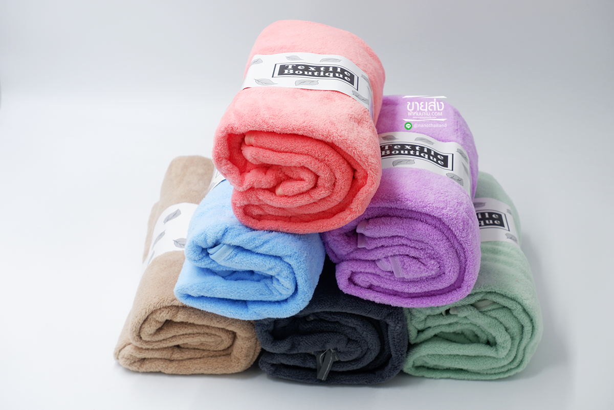 ผ้าเช็ดตัวขนเป็ดสีพื้น 140x70cm (1โหล)