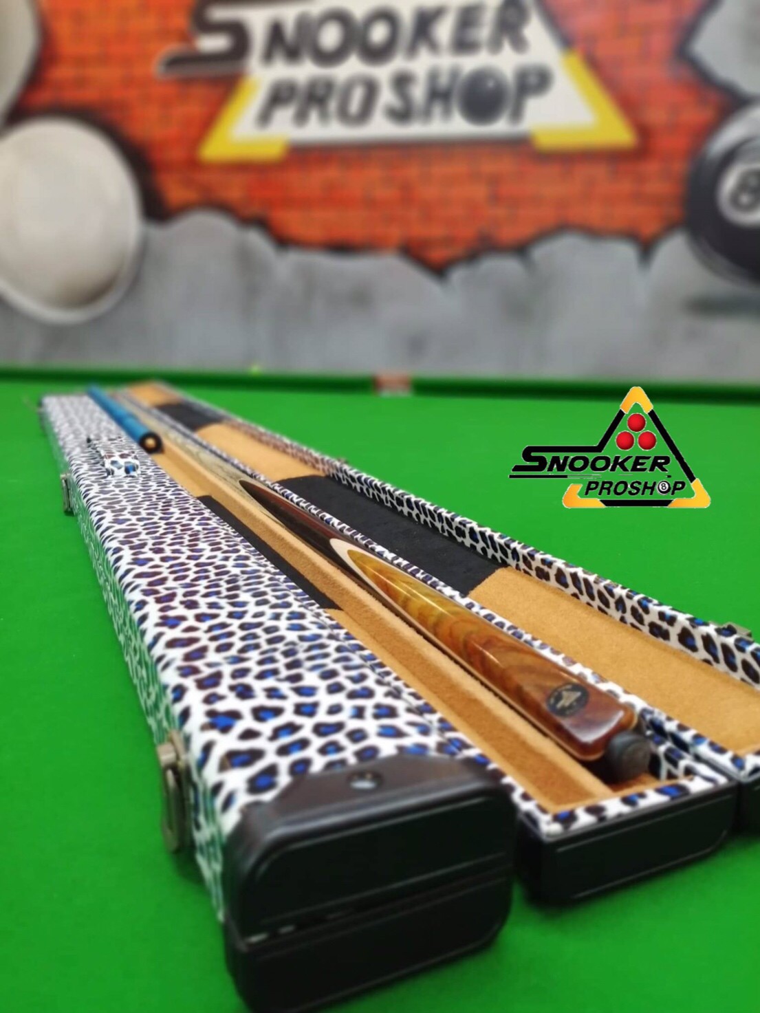 กล่องใส่ไม้คิว แบบไม้หุ้มผ้าPU 3D ลายเสือดาว Limited