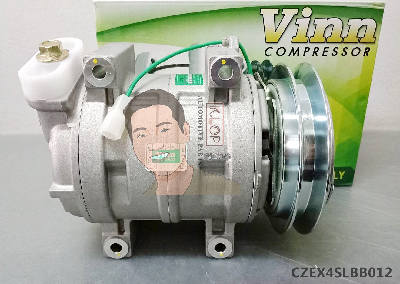 CZEX4SLBB012 คอมแอร์ยี่ห้อ Vinn (ZEXEL 15CH ร่องB 24V. 4ขาร้อย เอียงซ้าย รูเล็ก)