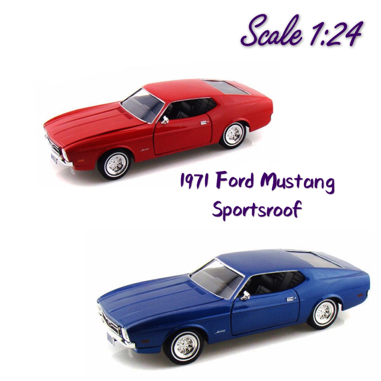 1971 Ford Mustang Sportsroof scale 1:24 โมเดลรถเหล็ก (ปลีก-ส่ง)