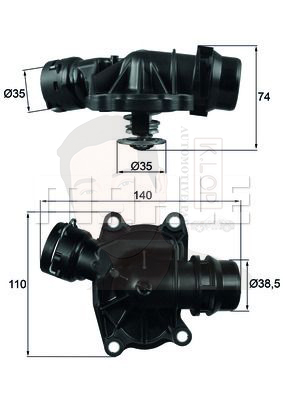 TI 233 88 วาลว์น้ำ+เสื้อ M57 3.0 ดีเซล / X5 (E53),Range Rover III 11512354056 (ยี่ห้อ MAHLE)