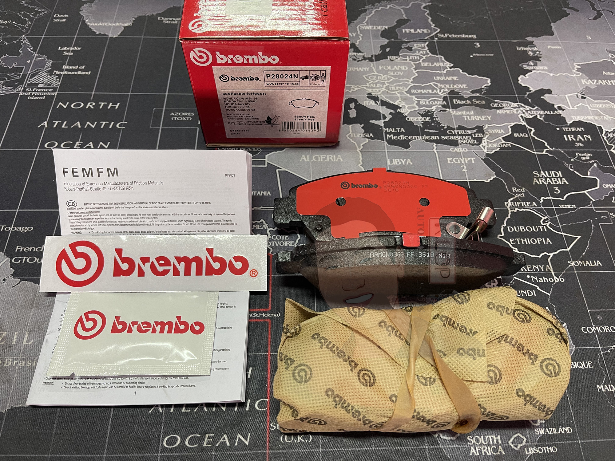 P28 024C ผ้าเบรก F (แท้ BREMBO รุ่น Ceramic) ISUZU เวอร์เทกซ์ Vertex 1.6i Sedan ปี96->