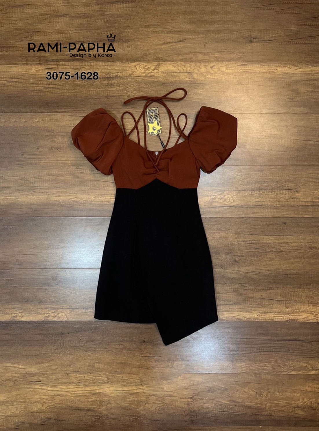 3075-1628 เดรสดีไซน์สวยเก๋ แมทช์สีทูโทนได้สวยลงตัว