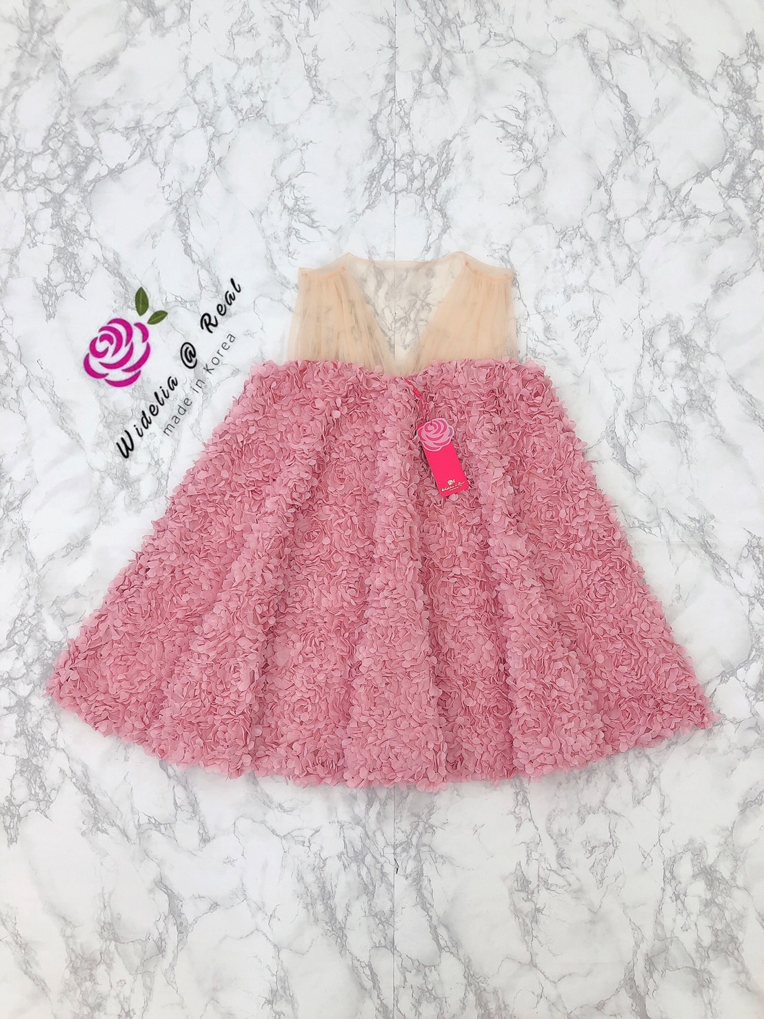 Korea Mini Dress มินิเดรสตัวสั้นแขนกุดแสนสวย (ชมพู)