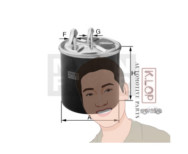 WK820/8 กรองโซล่า BENZ C-KL(W204), E COUPE(A/C207),W212,M-KL,VITO II(CDI) เครื่องยนต์ OM651 (MANN-FILTER***งานพรีเมี่ยมแท้นำเข้ายุโรป) Dimensions(mm.) A=87 F=10 G=8 H=100