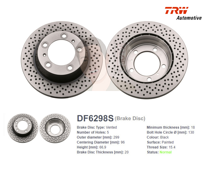DF6298S จานเบรค-ดรัมเบรค(TRW) PORSCHE CAYMAN 987 / BOXSTER ปี2004 R V
