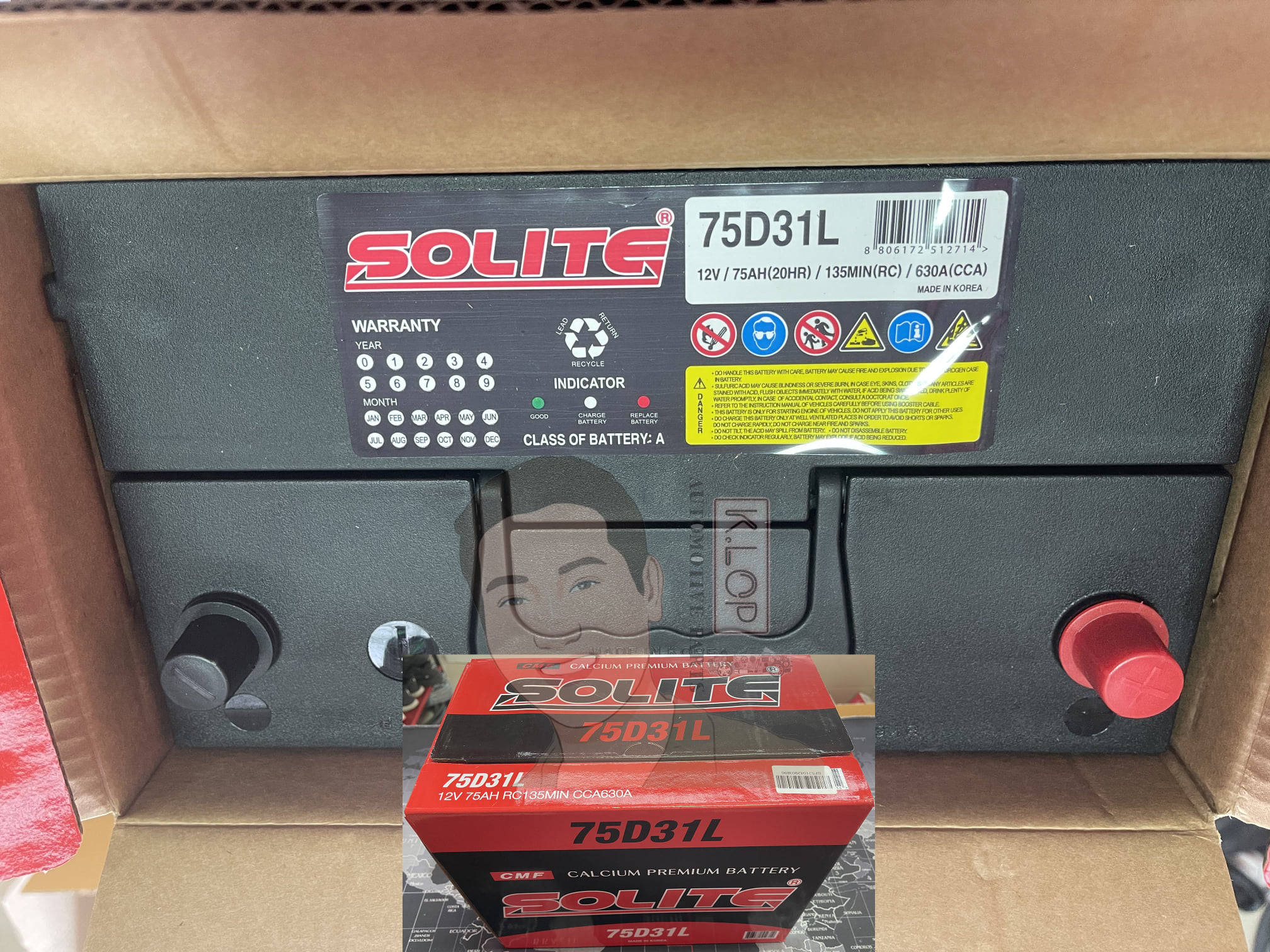 แบตเตอรี่ Solite CMF 75D31 ขั้วแบตL (Calcium maintenance free) แท้ MADE IN KOREA