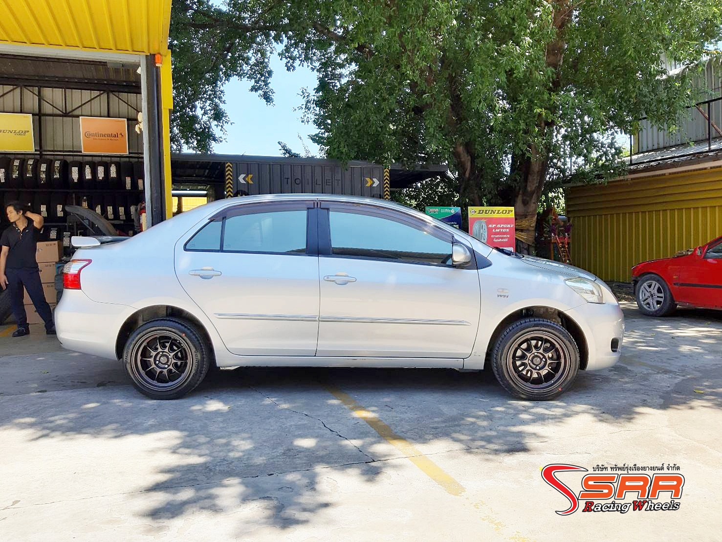 ENKEI TUNING SC55 ขอบ15 ET28 4x100 สีเทาตัวหนังสือแดง