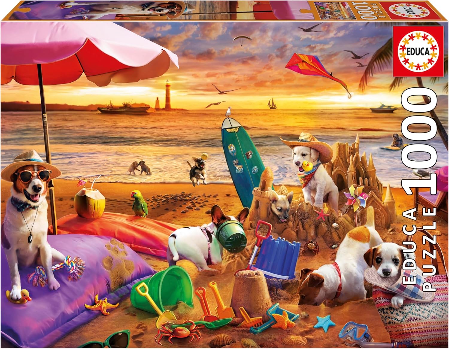 Educa - Dogs Playing at the Beach by Olga 1000 pcs.