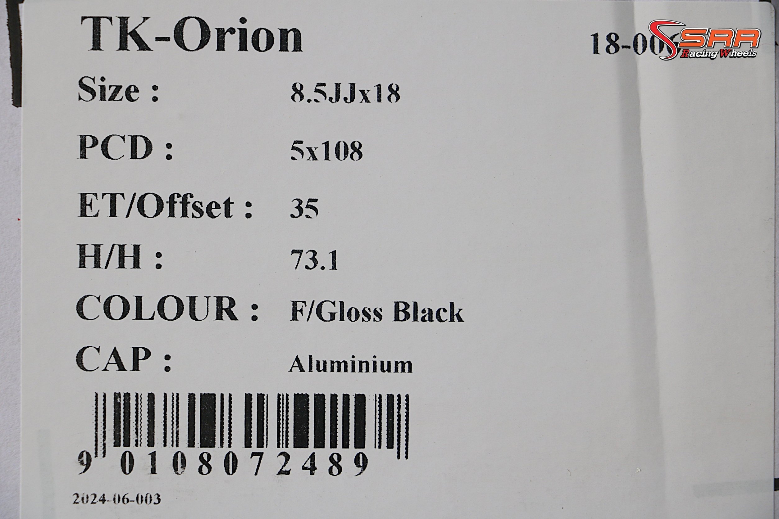 TK-ORION ขอบ18 5x108 ET35 F/Gloss Black
